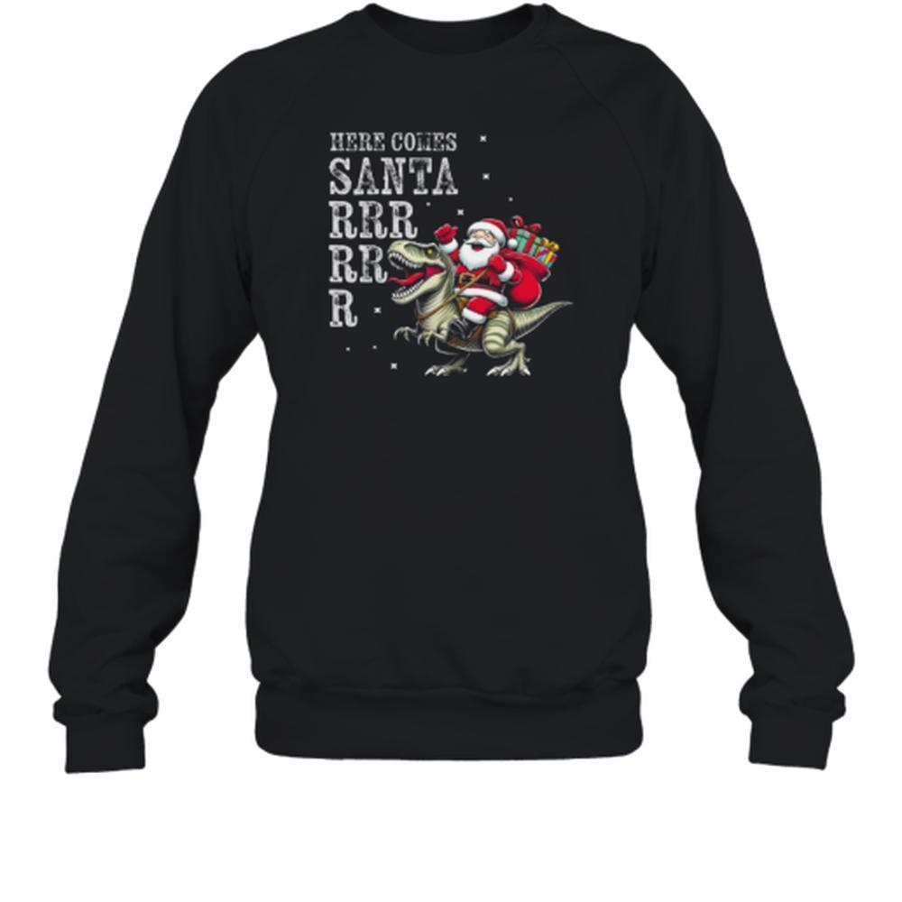 Dinosaur Santa Christmas Present Teens And Boys Essential Sweatshirt
